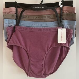 Lucky Brand Tag Free 95% Fine Cotton 5 pc Full Coverage Underwear Set in solid